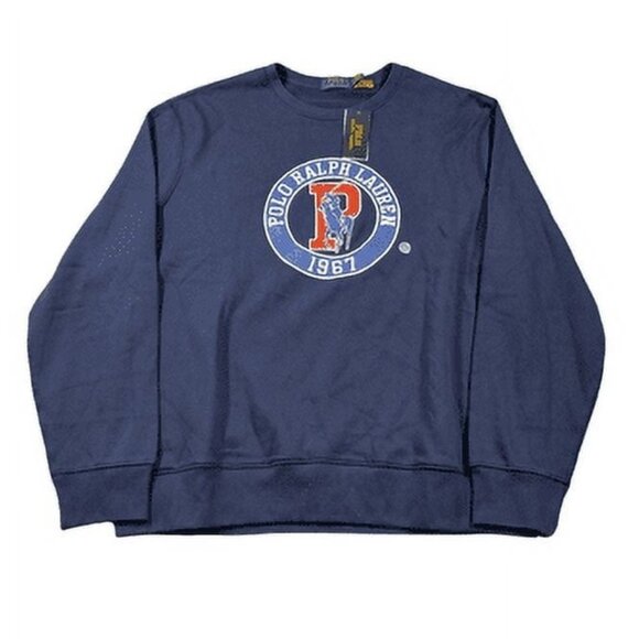 Polo Ralph Lauren Mens Long Sleeve Graphic Crewneck Sweatshirt Navy Blue Size S